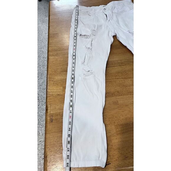 KDNK Men's Ripped Ankle Zip Tapered Leg Skinny White Jeans Light Wash Size 36 - Picture 7 of 14